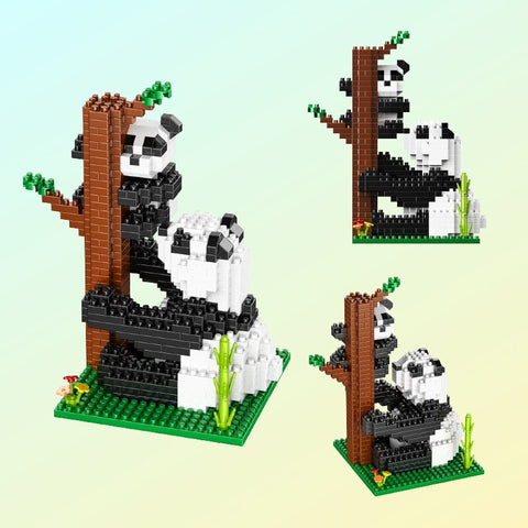 Maman panda et bébé panda à construire